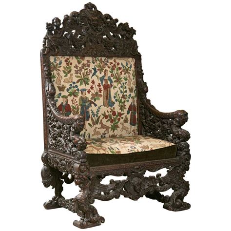 Antique Oversized Carved Medieval Throne Chair At 1stdibs Antique