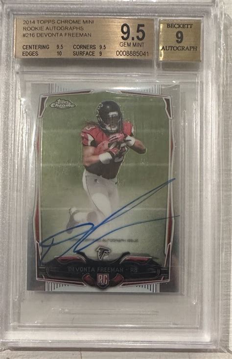 2014 TOPPS CHROME MINI ROOKIE AUTO DEVONTA FREEMAN FALCONS BGS 9 5 1 1