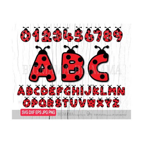 Ladybug Alphabet Svg Dxf Letters Font Numbers Birthday Cut F Inspire