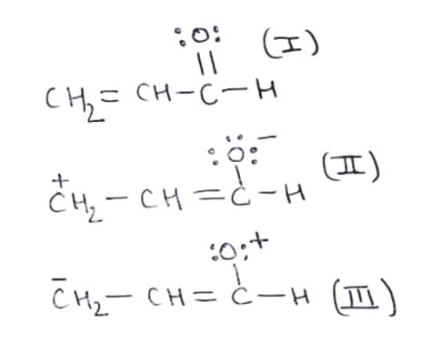 Write resonating structures for CH2 = CHCHO. Indicate relative ...