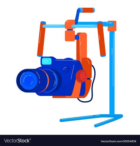 Vibrant dslr camera on gimbal stabilizer equipment