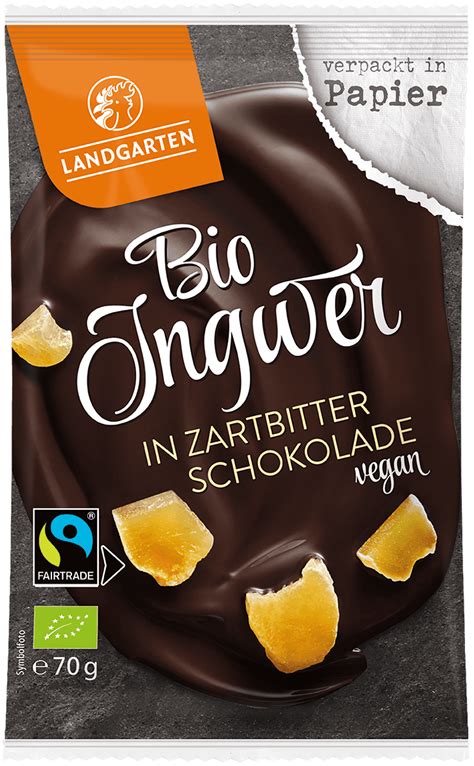 Bio Ingwer In Zartbitter Schokolade Landgarten At Bio Snacks Seit 1989