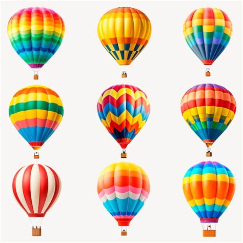 Colorful Hot Air Balloons Collection Premium AI Generated PSD