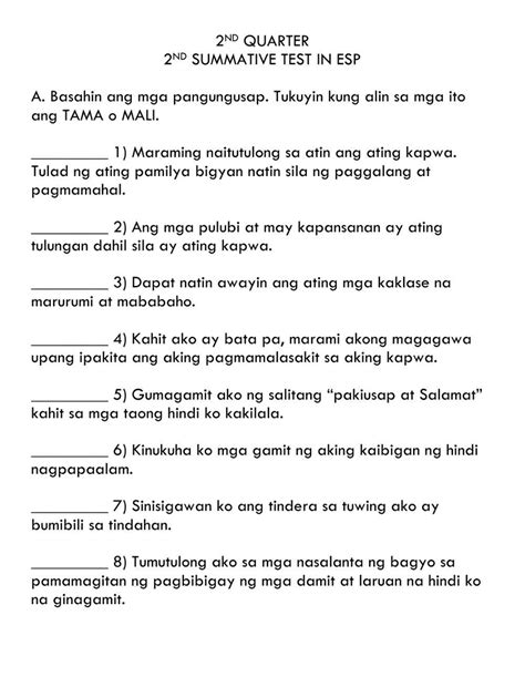 672682 Esp Summative Test Marrianne Francisco