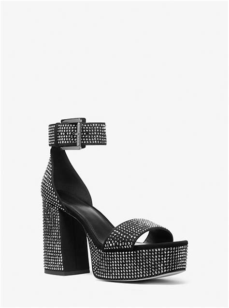 Женские босоножки Michael Kors Tara Crystal Embellished Faux Suede ...