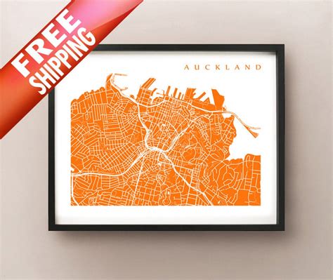 Auckland Map - New Zealand Art Poster Print - Etsy 