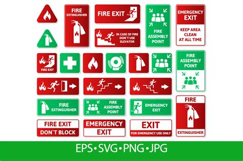 Fire Safety Emergency Signs First Aid Graphic By Winwin Artlab