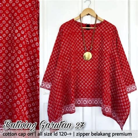 Jual Blouse Batik Batwing Centini Garutan Spesial Kemerdekaan Merah