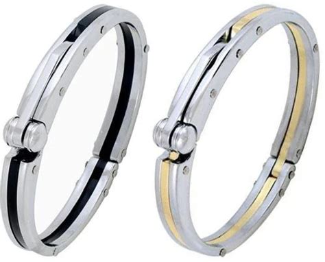 Buy ZIVOM Mens Two Tone Stainless Steel Oval Super Fit Macho Kada