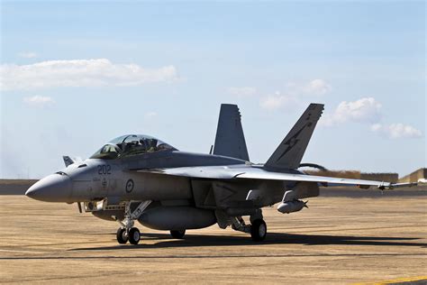 A No 1 Squadron Fa 18f Super Hornet Taxis In After Arriving At Raaf