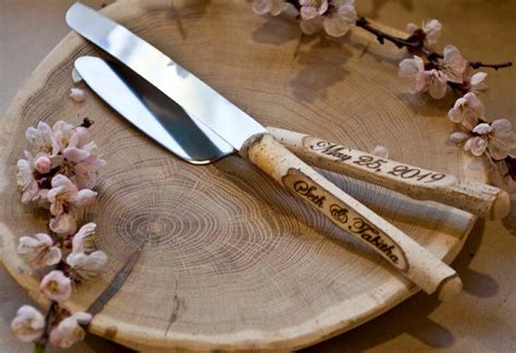 Rustic Wedding Cake Knife Setcake Serving Set Rustic Wedding Etsy