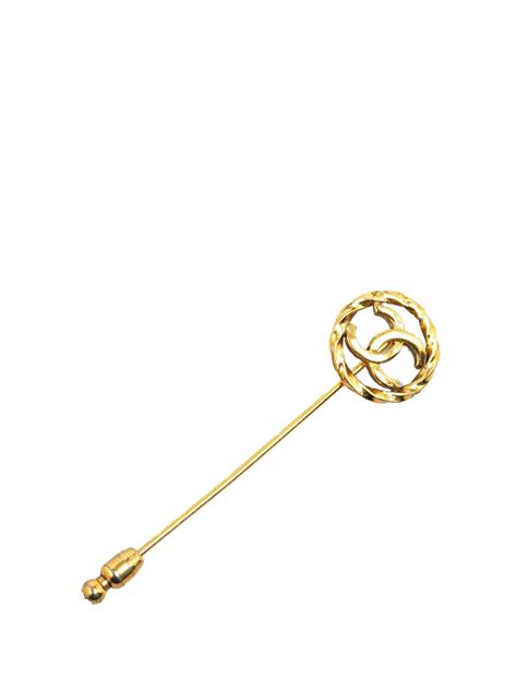 CHANEL Pre Owned 20th Century Gold Plated CC Pin Costume Brooch Gold