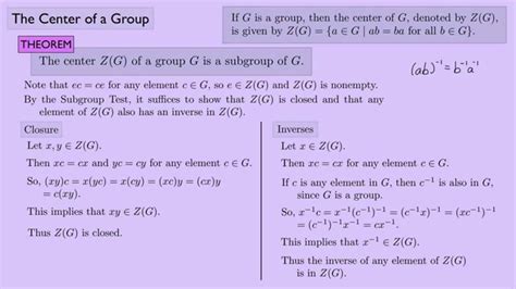 Abstract Algebra 1 The Center Of A Group Youtube