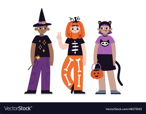 Kids in halloween costumes funny and cute Vector Image