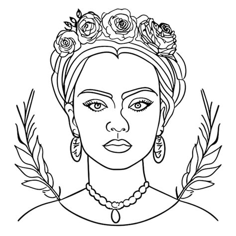 Frida Kahlo Vector Illustration Line Art Premium AI Generated Vector