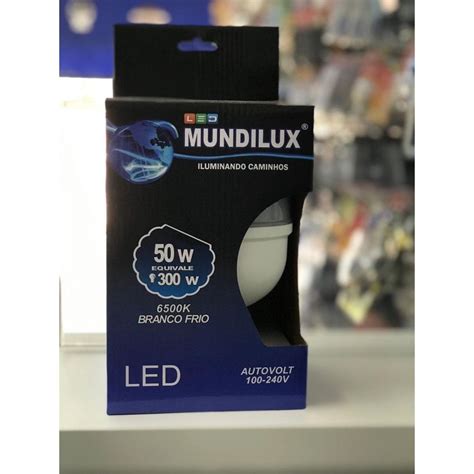 Lâmpada LED bulbo 50W bivolt 6500K mundilux Submarino