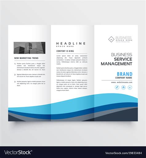 Modern trifold leaflet brochure design in blue Vector Image