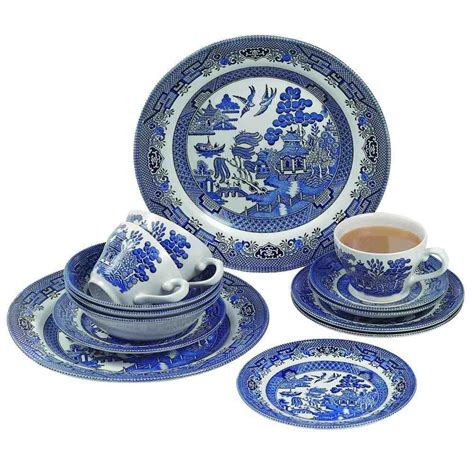 Churchill China Blue Willow 20 Piece Dinner Set British Shop Angielski