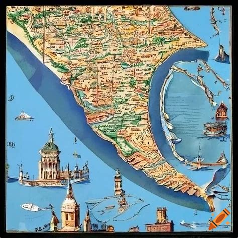 Illustrated Map Of Venice Italy On Craiyon