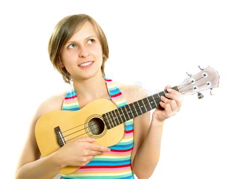 Cute Girl Playing An Ukulele Royalty Free Stock Image Image 10035096