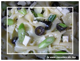 Le Coin Recettes De Jos SALADE DE FARFALLE OIGNONS VERTS ET OLIVES