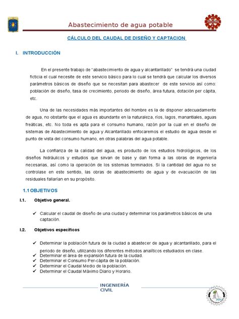 Informe De Dotacion Y Poblacion Para Un Sistema De Abastecimiento De