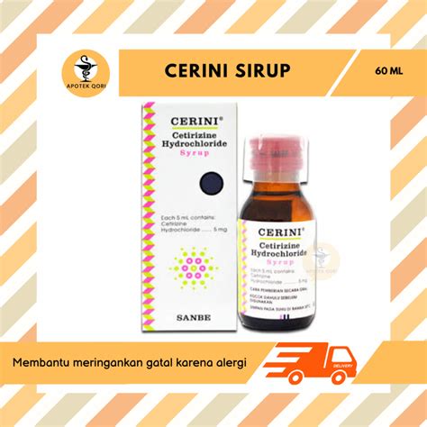 Jual CERINI SIRUP 60 ML CETIRIZINE SIRUP RHINITIS ALERGI GATAL Shopee