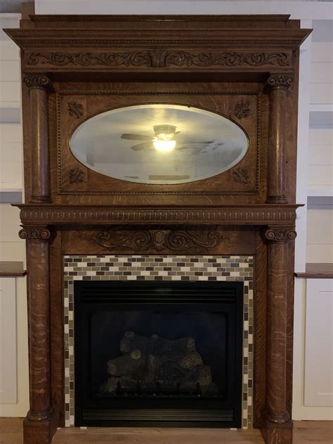 Antique Tiger Oak Mantle In 2020 Oak Mantle Tiger Oak Oak