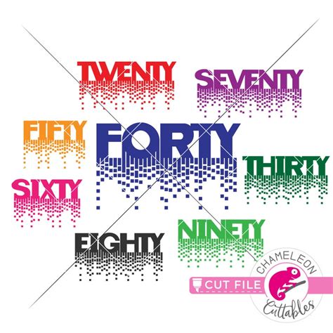 Twenty Thirty Forty Fifty Sixty Etc Svg Dxf Squares Etsy