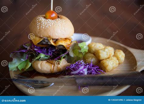 Cheeseburger Platter Stock Photo Image Of Green Meal 135341496