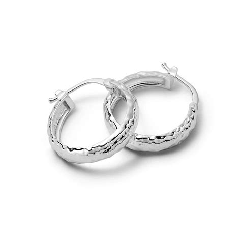 Midi Textured Hoop Earrings Sterling Silver Daisy London