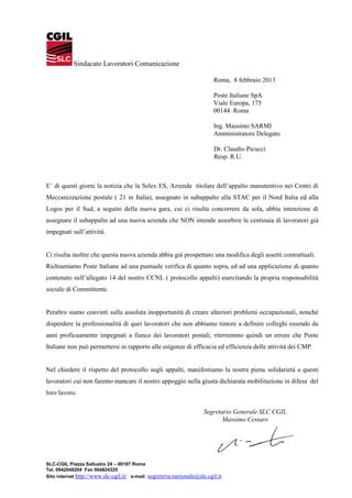 Lettera Appalti A D Sarmi E R U Picucci PDF