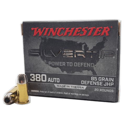 380 Auto Winchester Silvertip 85 Grain Jacketed Hollow Point 20 Rounds