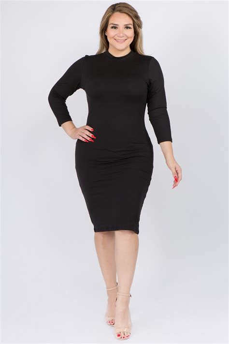 Plus Mock Neck Bodycon Dress Ibestest