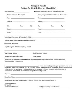 Fillable Online Villageofpulaski Village Of Pulaski Petition For