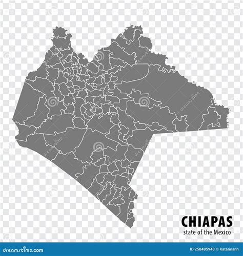 State Chiapas Of Mexico Map On Transparent Background Blank Map Of