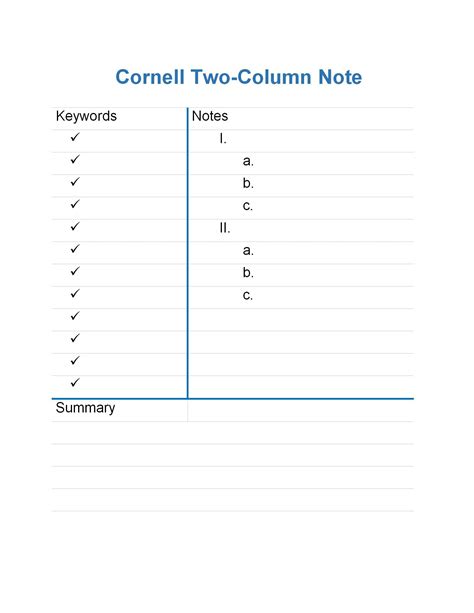 WORD of Cornell Two-Column Note.docx | WPS Free Templates