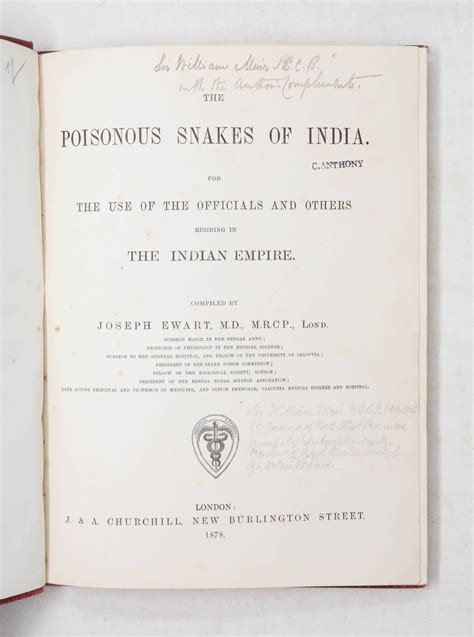 The Poisonous Snakes of India. For the use of the officials and others