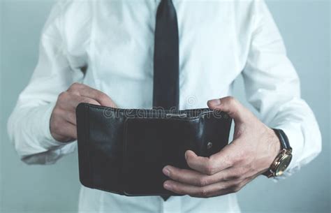 Businessman Holding Black Leather Wallet Stock Photo Image Of Wealth