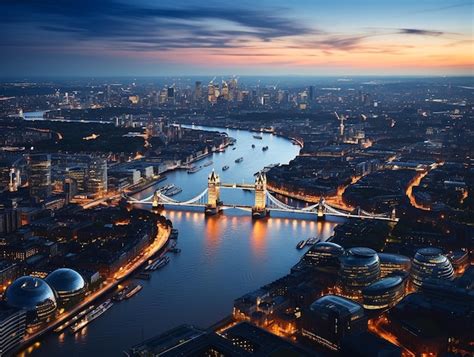 Premium AI Image | Top View of a London City Skyline