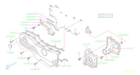 2020 Subaru Legacy 2 5L CVT 4WD Limited Engine Timing Cover Gasket