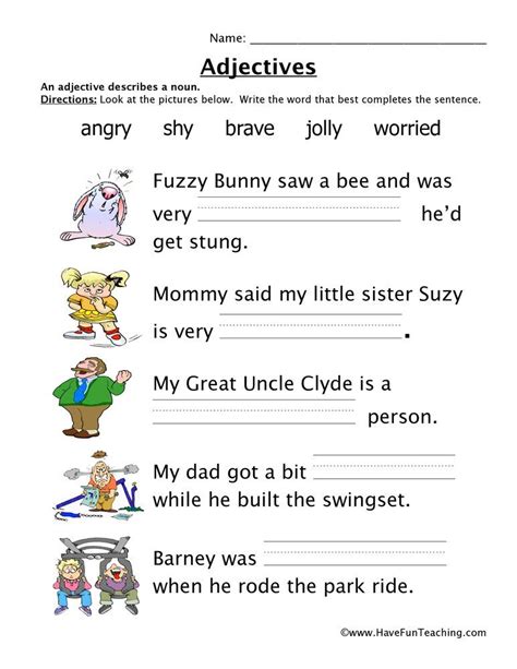 Adverb Fill In The Blanks Worksheet Have Fun Teaching Adjective