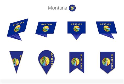 Premium Vector Montana Us State Flag Collection Eight Versions Of