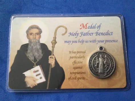 ST BENEDICT PRAYER Saint Medal Laminated Card Medal Meaning of Benedict Medal £12.32 - PicClick UK