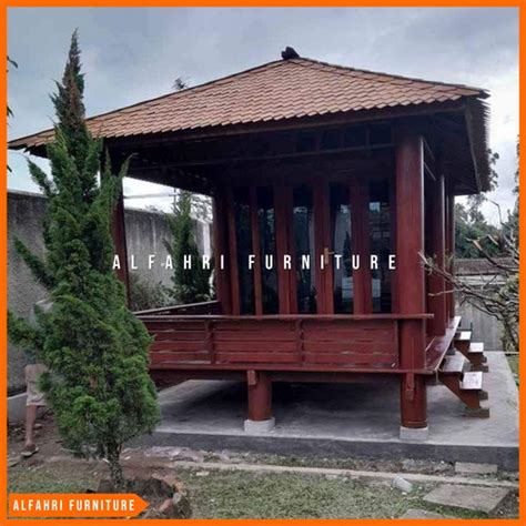 Jual Gazebo Custom Dinding Kaca Ukuran Besar 3x5m Gasebo Rumah Kayu