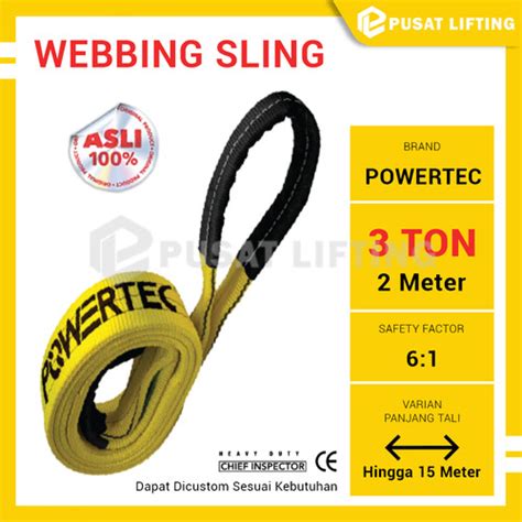 Jual Webbing Sling Ton Meter Powertec Sling Belt Double Ply