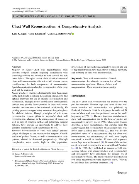 Chest Wall Reconstruction: A Comprehensive Analysis