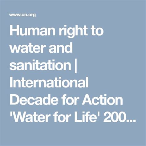 Human Right To Water And Sanitation International Decade For Action