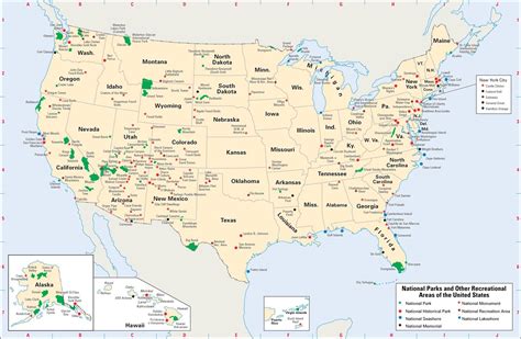 US National Parks Map US Karte Von National Parks Nord Amerika