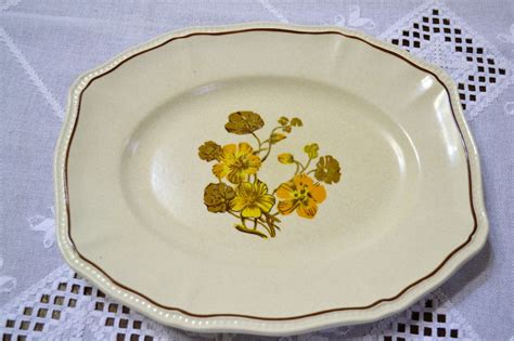 Vintage Kensington Canterbury Platter Staffordshire England Brown Gold